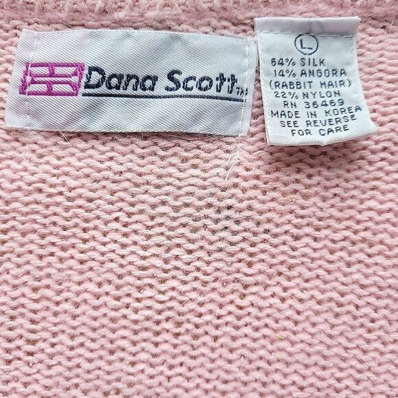 Vintage Coquette Fluffy Fuzzy Angora Rabbit & Silk Beaded Sweater Size Large - Picture 4 of 9